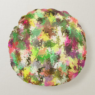 Farbspritzer Herbstfarben Blätter Abstract Rundes Kissen