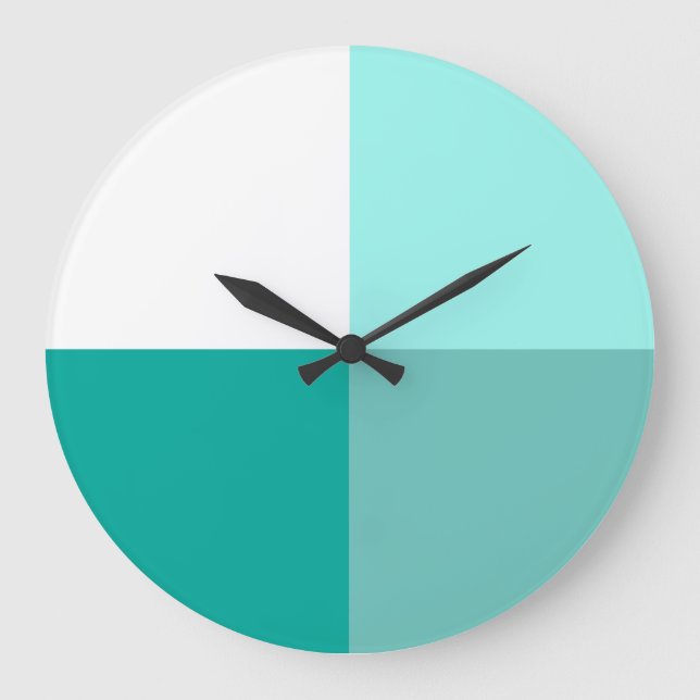 Farbstiche der Aquamarinen, modernen Art-Farbblock Große Wanduhr (Vorderseite)