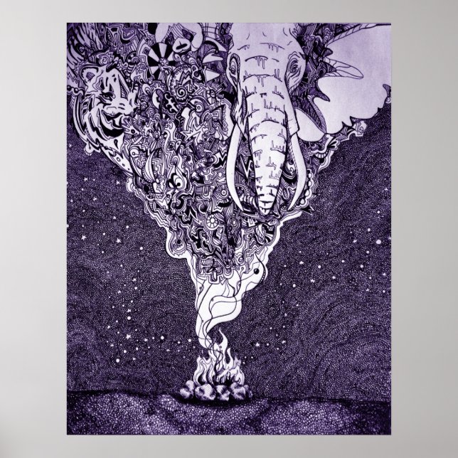 Farbstift und Tinte gezeichnet Poster (Vorne)