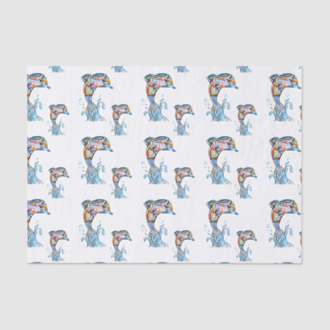 Farbstiftdolphinmuster Seidenpapier (Vorderseite)