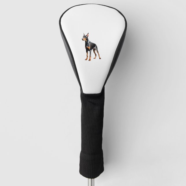 Farbstiftskizze eines Doberman Pinscher. Essen Golf Headcover (Vorderseite)