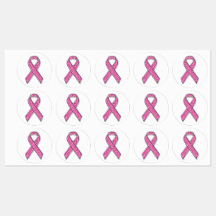 Farbstil Print Pink Ribbon-Bewusstsein Etiketten