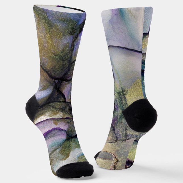 Farbstoffe und Goldalkohol Tinte Abstrakte Kunst Socken (Gewinkelt)