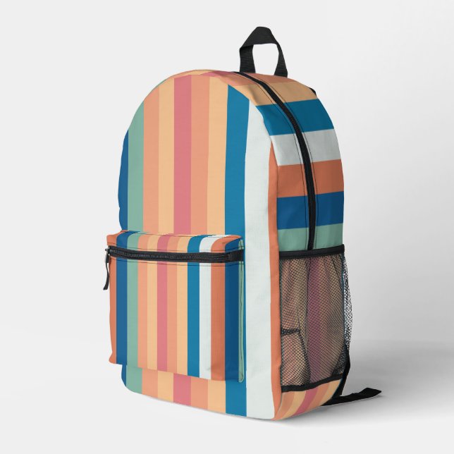 Farbstreifen bis zurück zur Schule Bedruckter Rucksack (Rückseitige Ecke Rechts)