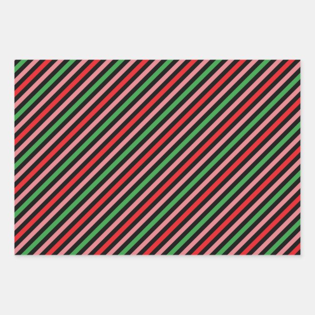 Farbstreifen Design Perfekte Weihnachtsgeschenke Geschenkpapier Set (Vorderseite)