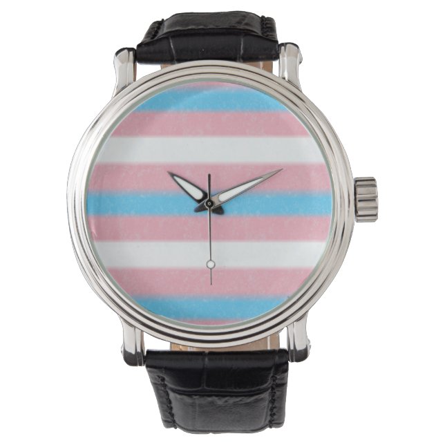 Farbstreifen für den Transgender-Pride-Flag mit we Armbanduhr (Vorderseite)