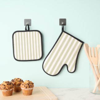 Farbstreifen für dunkelgrüne Pastellfarben Ofenhandschuh & Topflappen-Set