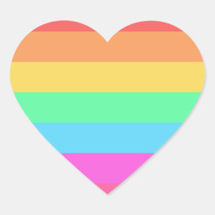 Farbstreifen für Pastell-Regenbogen Herz-Aufkleber