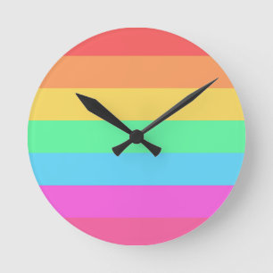 Farbstreifen für Pastell-Regenbogen Runde Wanduhr