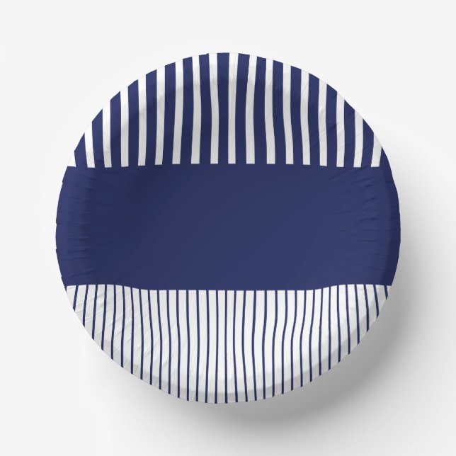 Farbstreifen für Pop - Blau und Weiß Pappteller (Vorderseite)
