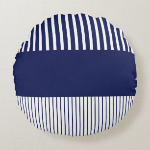 Farbstreifen für Pop - Blau und Weiß Rundes Kissen