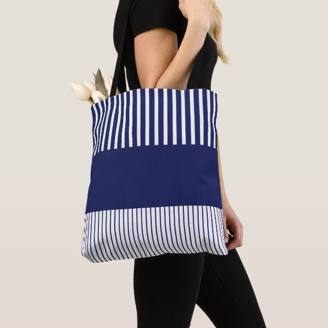 Farbstreifen für Pop - Blau und Weiß Tasche (Von Nahem)