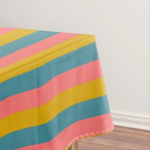 Farbstreifen in horizontalem Rosa, Blau und Orange Tischdecke