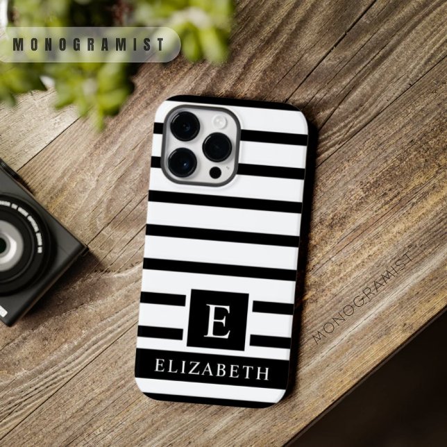 Farbstreifen in Weiß und Schwarz Case-Mate iPhone 14 Pro Max Hülle (Customizable White And Black Color Stripes Case-Mate iPhone Case)