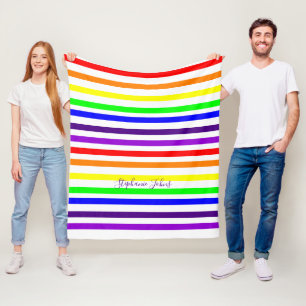 Farbstreifen mit Regenbogen Linien Niedliche Monog Fleecedecke