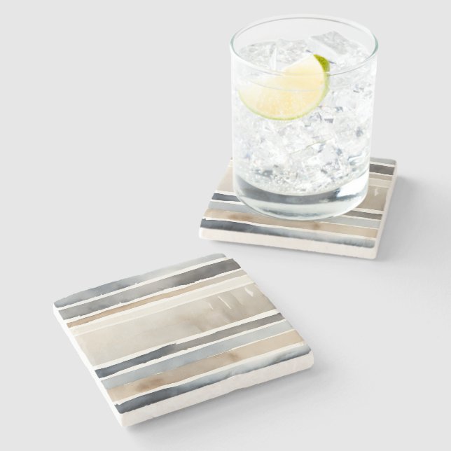 Farbstreifen neutrale Farben Steinuntersetzer (Seitenansicht)