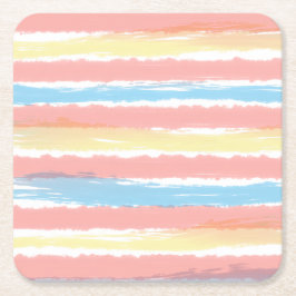 Farbstreifen Pink Blau Gelb Rechteckiger Pappuntersetzer