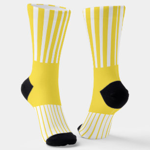 Farbstreifen-Pop - Zitronengelb und Weiß Socken
