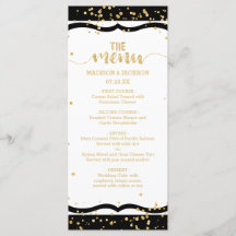 Farbstreifen und goldenes Konfetti-Hochzeitsmenü
