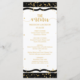 Farbstreifen und goldenes Konfetti-Hochzeitsmenü Menükarte