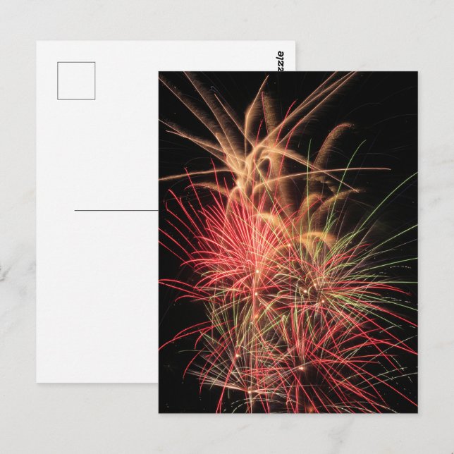 Farbstreifen von Orange und Rot in der Nacht Postkarte (Vorne/Hinten)