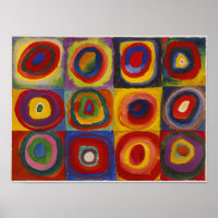 Farbstudie Quadrate mit konzentrischen Kreisen