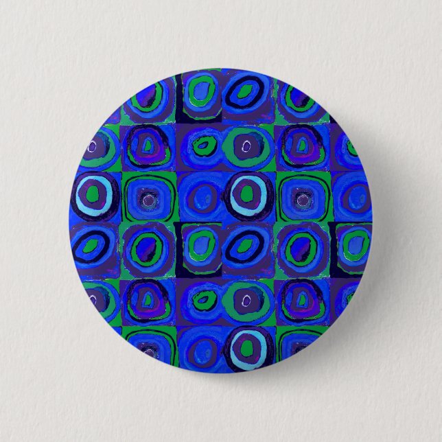 Farbstudie Quadrate Quadrate Blau Kreise Button (Vorderseite)