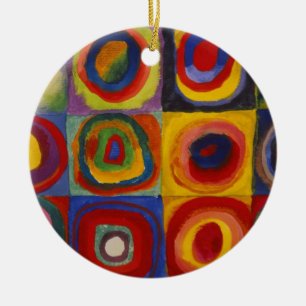 Farbstudie über Quadrat-Kreise von Kandinsky Keramik Ornament