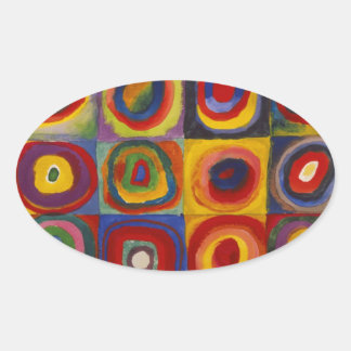 Farbstudie über Quadrat-Kreise von Kandinsky Ovaler Aufkleber