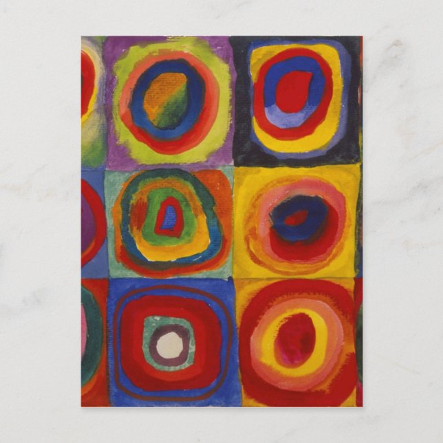 Farbstudie über Quadrat-Kreise von Kandinsky Postkarte (Vorderseite)