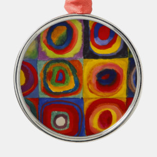 Farbstudie über Quadrat-Kreise von Kandinsky Silbernes Ornament