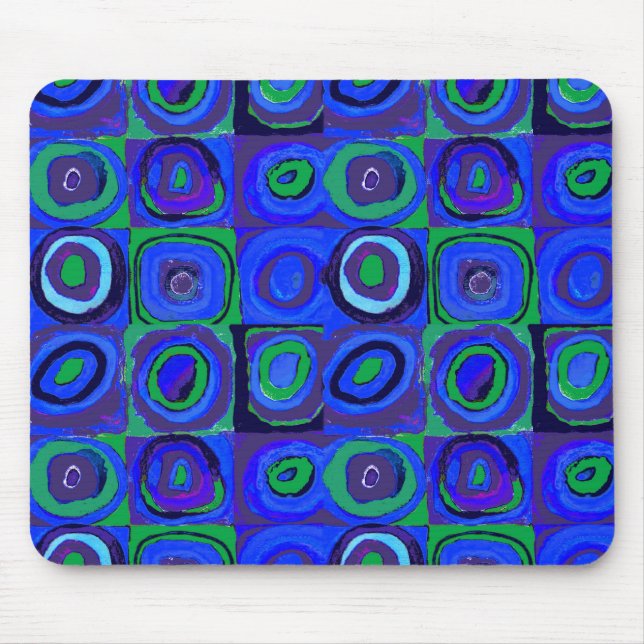 Farbstudien Quadrate Squares Blue Circles Mousepad (Vorne)