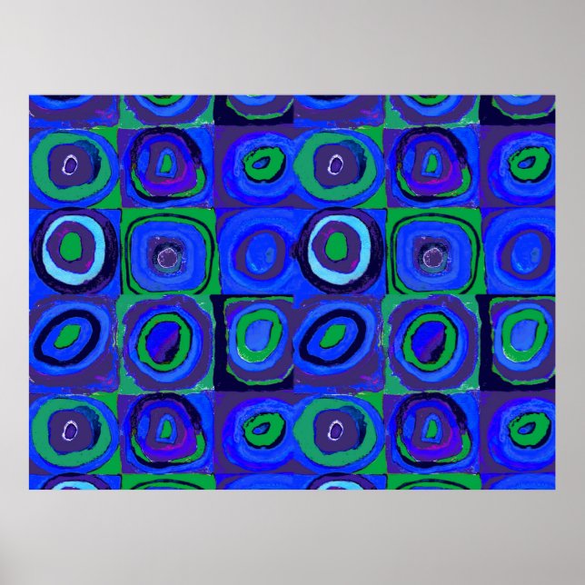 Farbstudien Quadrate Squares Blue Circles Poster (Vorne)