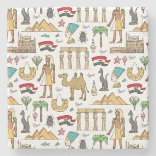 Farbsymbole von Ägypten-Muster Steinuntersetzer