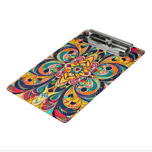 Farbsymphonie Mandala – Kräftige psychedelische Bl Mini Klemmbrett
