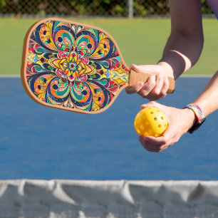 Farbsymphonie Mandala – Kräftige psychedelische Bl Pickleball Schläger