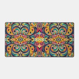 Farbsymphonie Mandala – Kräftige psychedelische Bl Schreibtischunterlage