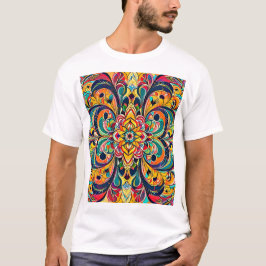 Farbsymphonie Mandala – Kräftige psychedelische Bl T-Shirt