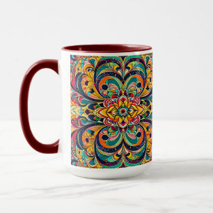 Farbsymphonie Mandala – Kräftige psychedelische Bl Tasse