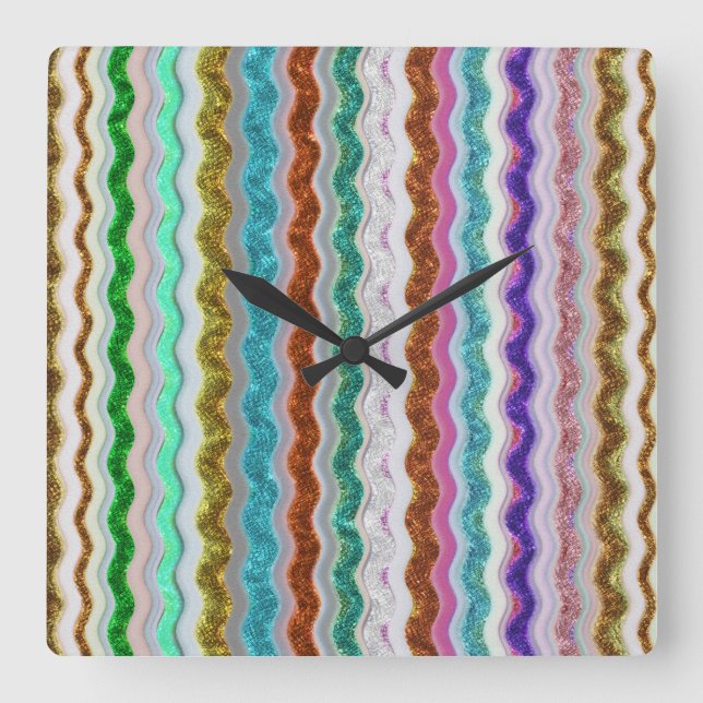 Färbt mit schmarotzerartigen Streifen Quadratische Wanduhr (Vorderseite)