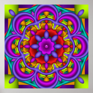 Farbtanz, abstraktes Kaleidoskop wallart Poster
