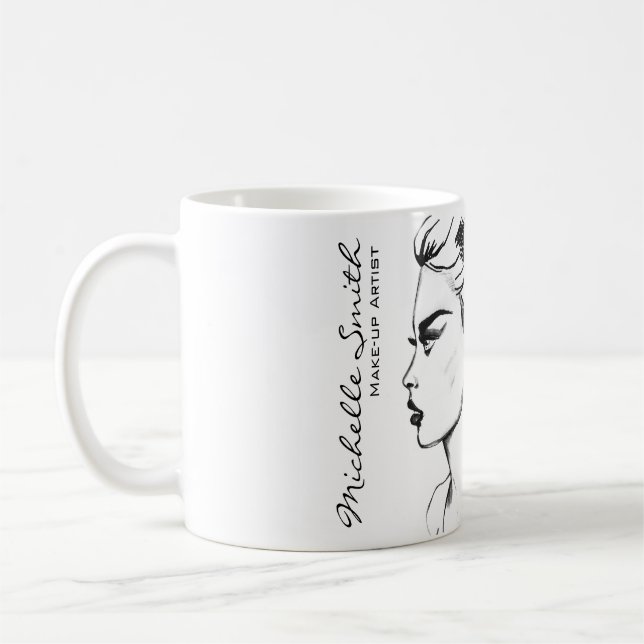 Farbtinte Schwarz-Weiß-Frauenschminke Kaffeetasse (Links)