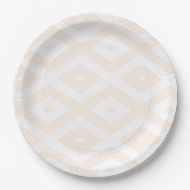 Farbton Beige und Weiß Pappteller (Vorderseite)