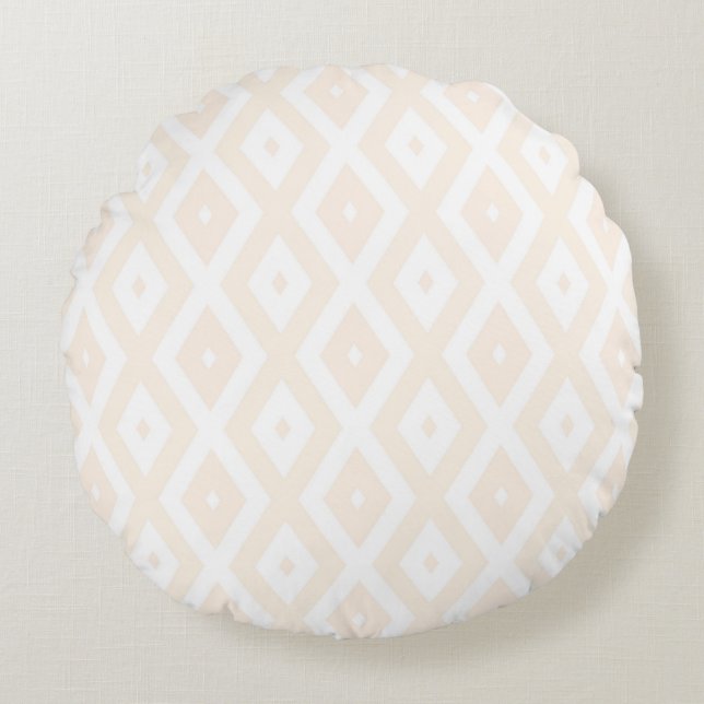 Farbton Beige und Weiß Rundes Kissen (Vorderseite)
