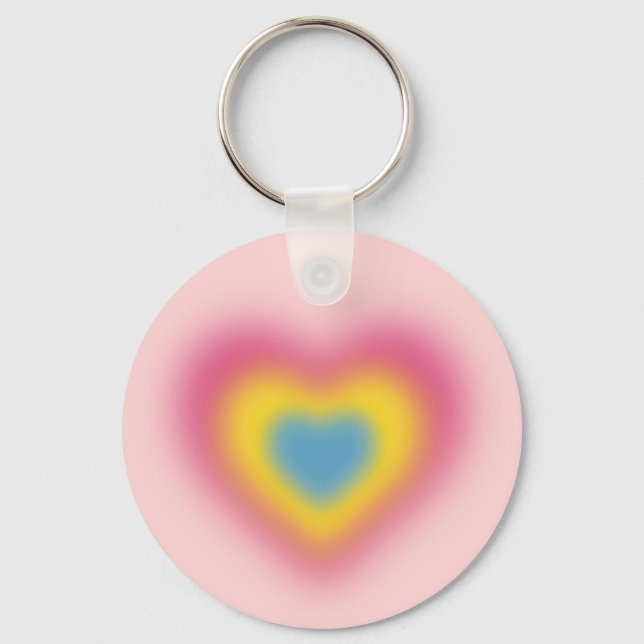 Farbton der Pansexual-Fahne auf verschwommenem Her Schlüsselanhänger (Vorderseite)