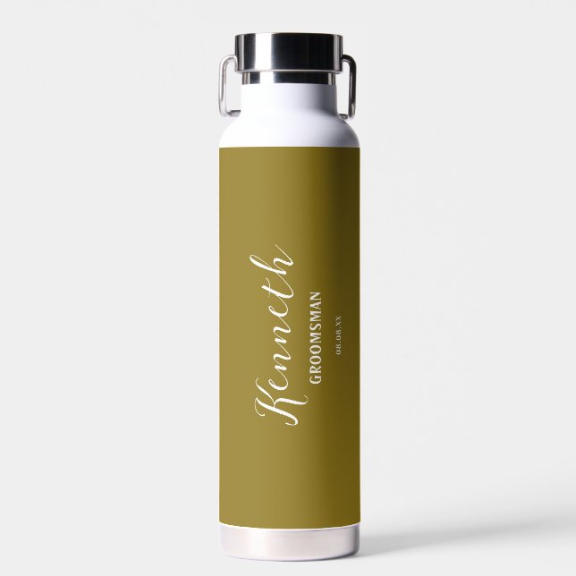 Farbton des gelben weißen, modernen Monogram Bache Trinkflasche (Vorne)