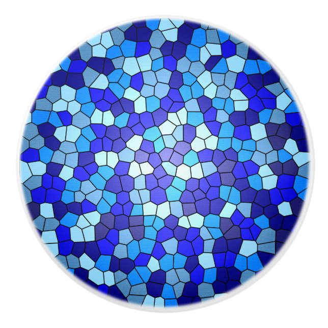 Farbtöne aus blau gestanztem Glas von Shirley Tayl Keramikknauf (Vorderseite)