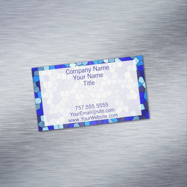 Farbtöne aus blau gestanztem Glas von Shirley Tayl Magnetische Visitenkarte (Beispiel)