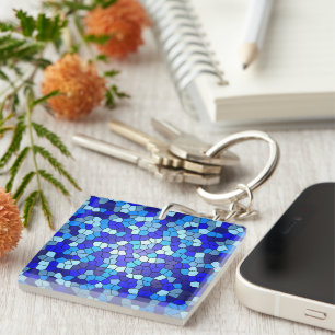 Farbtöne aus blau gestanztem Glas von Shirley Tayl Schlüsselanhänger