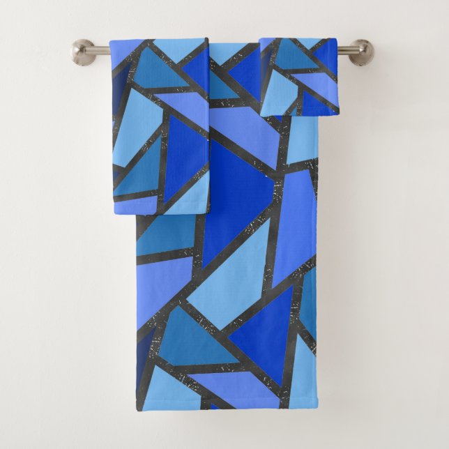 Farbtöne aus blauem Glasmuster Badhandtuch Set (Insitu)